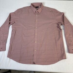 UNTUCKit Mens XXL Mauve Brown Grid Check Wrinkle Free Cotton Button Down Shirt